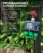 Insome Automatic Water Timer 3 Outlets Dip Watering Hose Faucet Sprinkler Timer Independent Control Programmer for Garden Yard