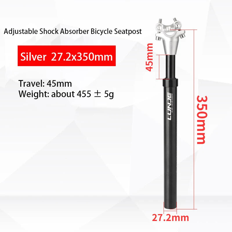 MTB Shock Absorb Seatpost 27.2/30.9/31.6mm Bicycle Seat Post 45mm Travel Road Bike Seat Tube Aluminum Alloy 350 Cycling Seatpost