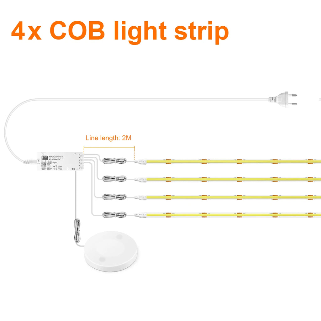 4PCS LED Strip / Neutral White / 2M / EU Power Plug