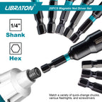 LIBRATON Magnetic Nut Driver Bit Set 20pcs 1/4" Impact Drill Metric 5-13mm SAE 3/16-1/2"