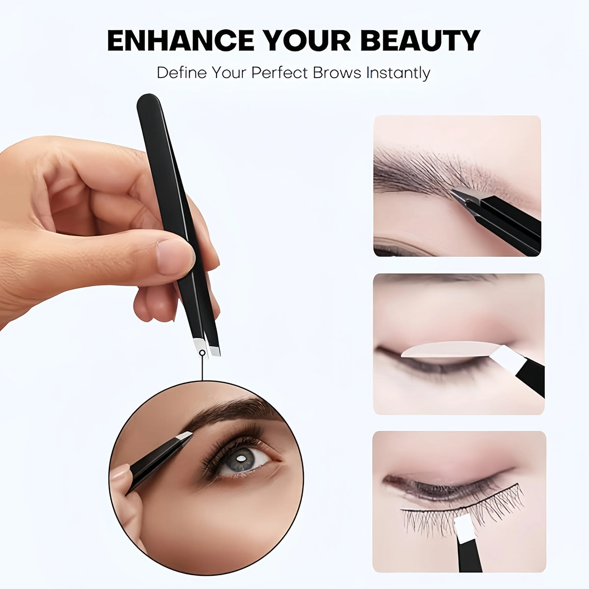 6pcs Professional Stainless Steel Precision Tweezers & Scissors Suitable for Eyebrow Trimming Facial Hair Removal Tool Gifts