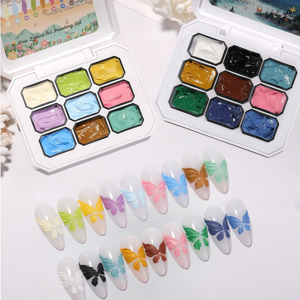 9-Color  Macaron Series Oil Painting Gel, Nail Art Glue, Shiny Bright Colors, High-Saturation Cream Texture Strong Gel, Durable