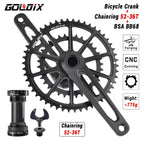 GOLDIX Ultralight Road Bike Crankset 50-34T/52-36T/53-39T for 3 Bolt Double Chainring 165/170/175mm Length Hollow Bicycle Crank