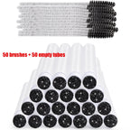 100Pcs Disposable Eyelash Brushes Reusable Eyelashes Brush Tube Mascara Wands Tubes Dust-proof Lash Spoolies Storage Makeup Tool