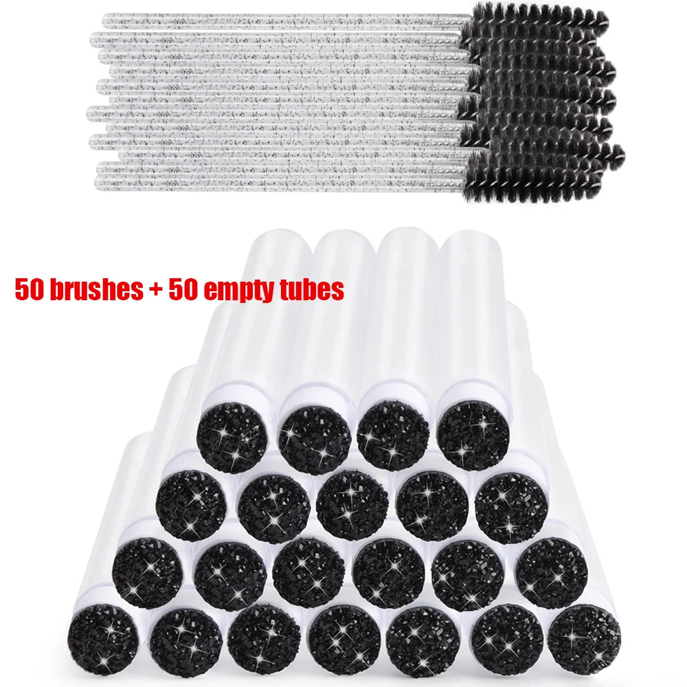 100Pcs Disposable Eyelash Brushes Reusable Eyelashes Brush Tube Mascara Wands Tubes Dust-proof Lash Spoolies Storage Makeup Tool
