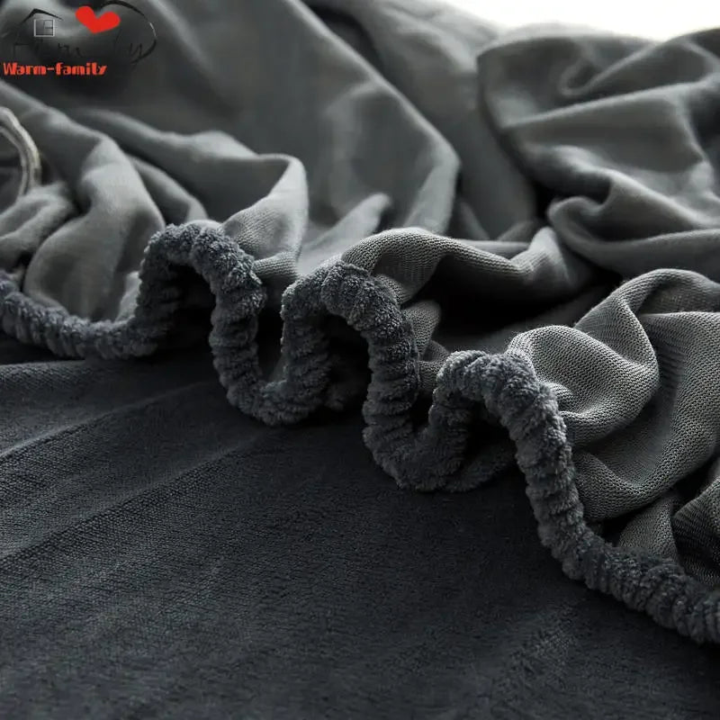 Warm and Thick Elastic Fitted Sheets Adjustable Flannel Winter Mattress Cover Velvet Bed Linens, 150/180/200 Multi Sizes
