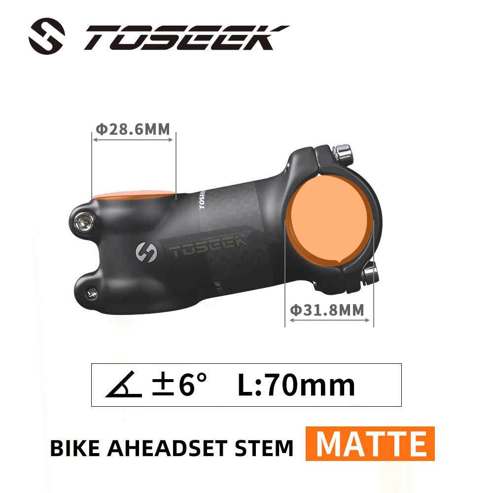 TOSEEK Bicycle Handlebar Stem 28.6-31.8mm Aluminum + Carbon Stem Angle6 17 Mtb Handlebar Stem MTB Stem Spare Parts For Bicycle