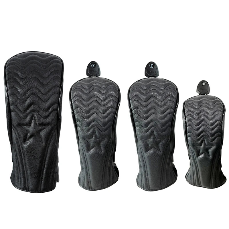 Golf Headcover Golf Wood Cover PU Leather Golf Club Covers For Driver Fairway Hybrid Waterproof Protector Set Golf Accessories