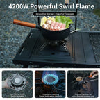 Portable Split Camping Gas Stove 4200W Swirl Flame Burner with Adapter, Light Grey