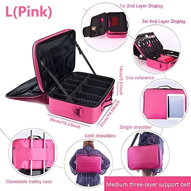 Professional Makeup Case Female Travel Big Capacity Beauty Nail ToolBox Cosmetic Organizer Suitcases For Makeup Storage Boxs