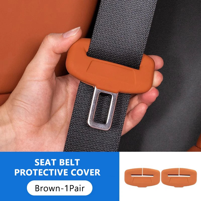 SEAMETAL Car Seat Belt Buckle Protector Cover 2Pcs Soft Silicone Anti-Collision Case Universal Seat Belt Buckle Protection Cover