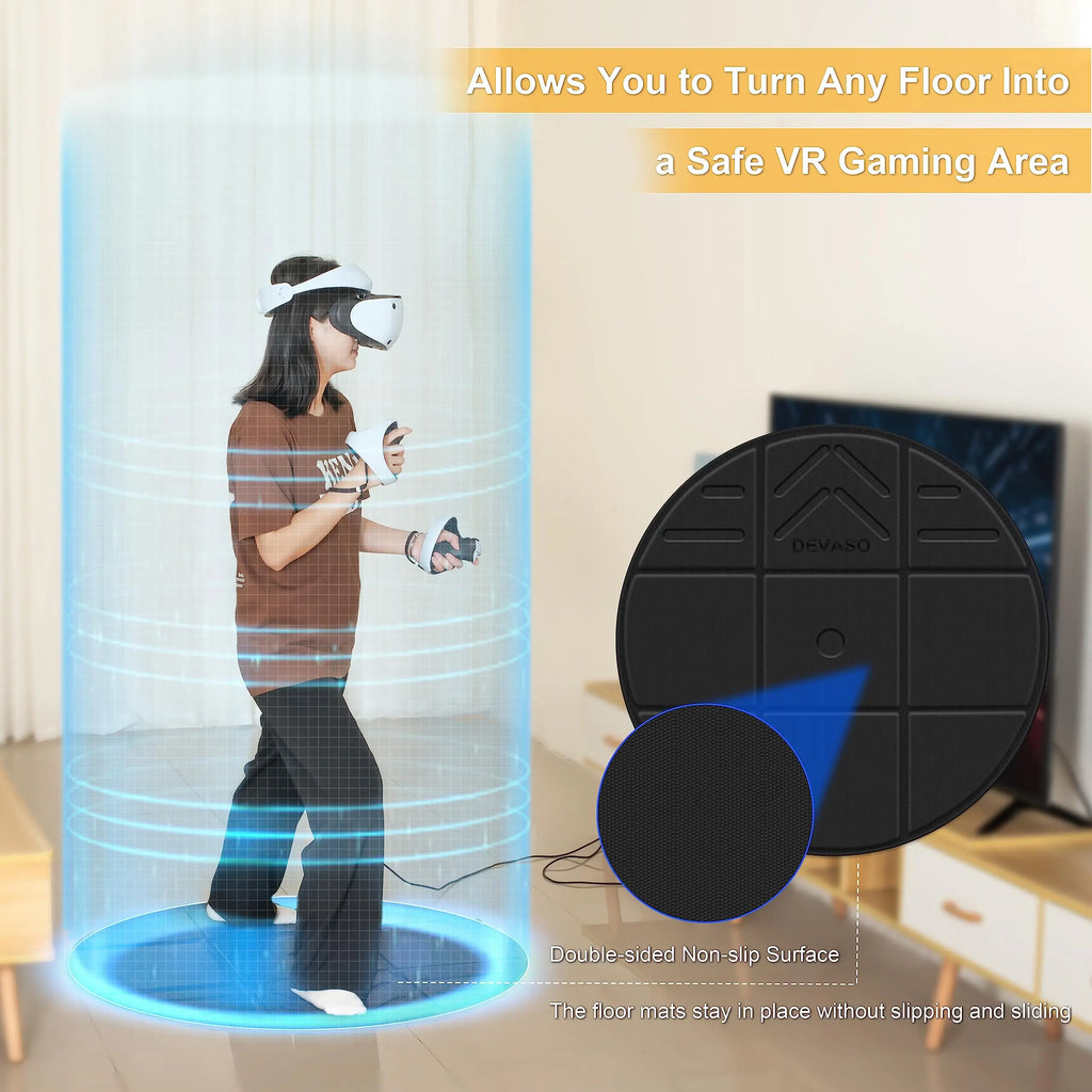 Foldable VR Mat for Meta Quest 3S/Quest 3, Round Anti Fatigue Large Mat, Anti-slip and Comfortable Floor Mat Game Accessories
