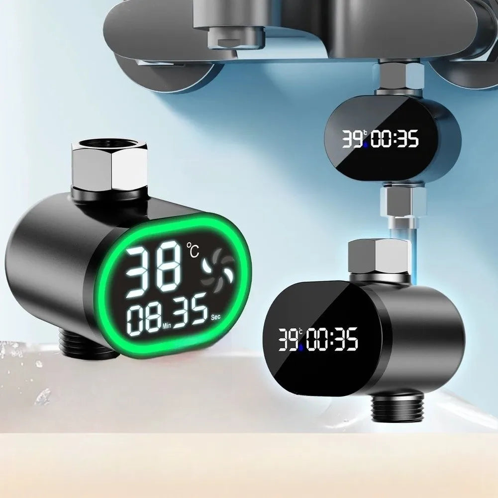 LED Digital Shower Thermometer Temperature Display, Water Flow Powered, Style A