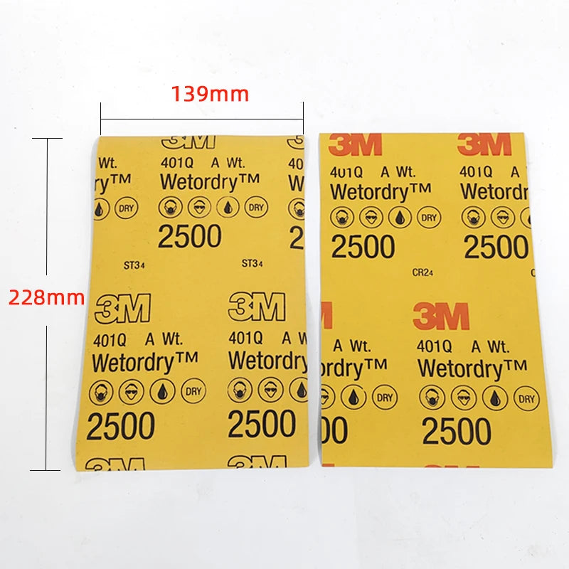 14cm/23cm Genuine 3M 401Q Beauty Sandpaper P2500 Mesh Repair Car Paint Polishing Water Sand Fine Sanding Water Abrasive