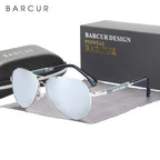 BARCUR Design Memery Frame Sunglasses Polarized For Men Sun Glasses Women Pilot Gradient Lens Eyewear Mirror Shades