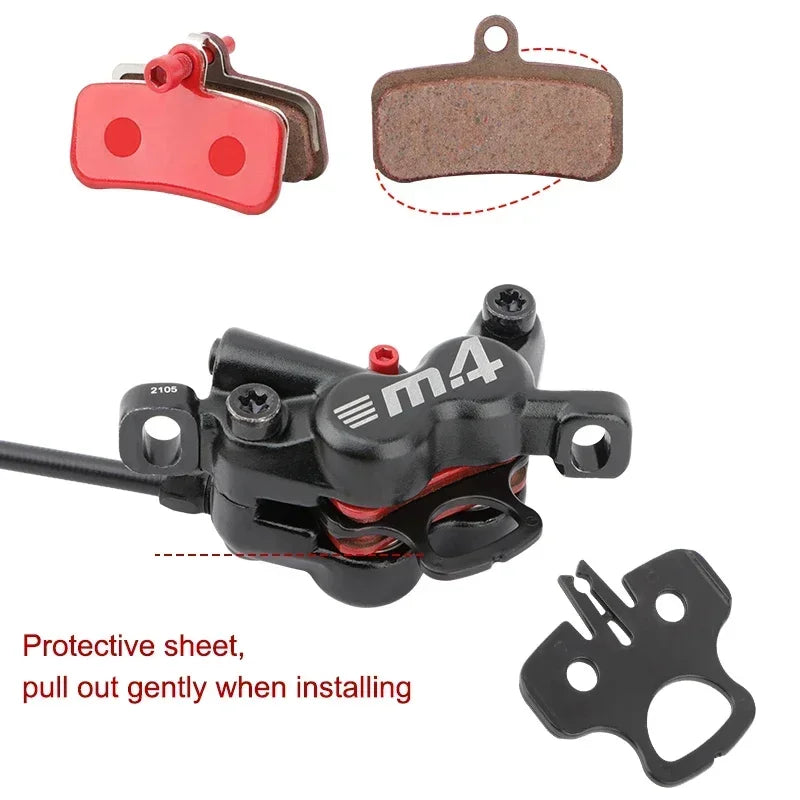MEROCA M4 4-piston Hydraulic Bicycle Brakes Front Rear Kit 4 Piston Disc Brake Oil Brake MTB Compatible with 160mm Rotor