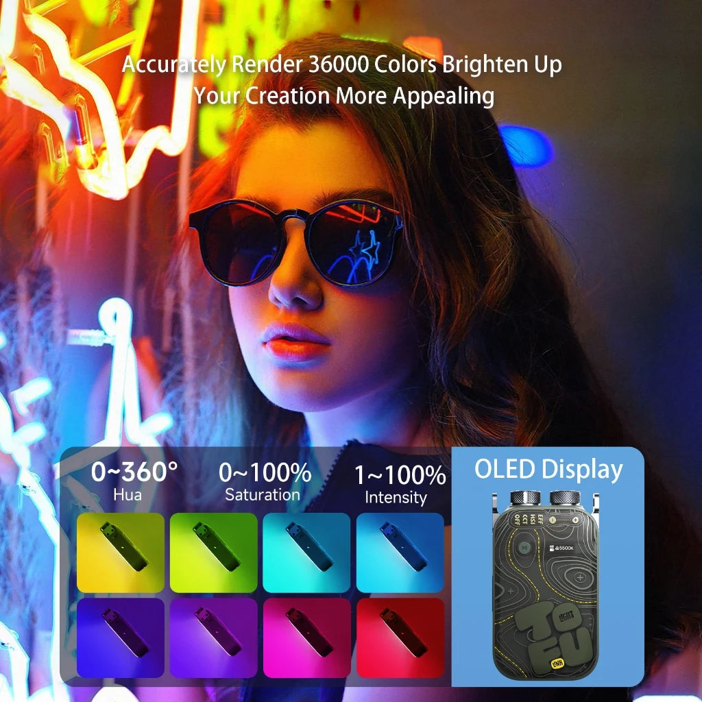 PHOTOOLEX 12W 2500-9900k RGB LED Camera Light   With Magnetic Fill 21 Kinds of Light Effects 36000 Full Color For Creative Vlog