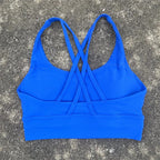 Women Cross Back Sports Bra Top with Removable Pads, Solid Colors, Sizes S-L