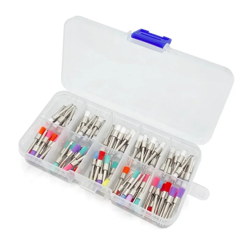 100pcs Dental Nylon Polishing Brushes Bowl Shape Colorful Dental Prophy Brush Prophylaxis Brush For Contra-Angle Handpiece