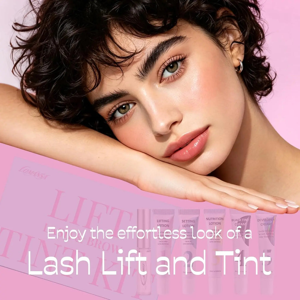 Lomansa Lash Lift and Black Kit Eyelash Lift and Color Strong Hold Lash Lifting 4 Weeks Curl & Natural Darker Black Lashes Tools