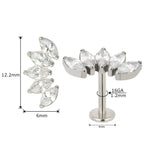 ASTM F136 Titanium EAR PIERC 5 Marquise Zircon Paved Top Threaded Labret Studs Tragus Pircing Earrings Lip studs Body Jewelry
