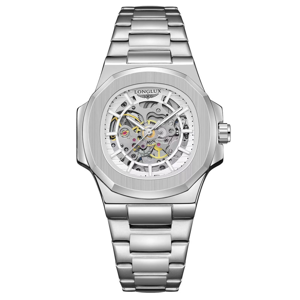 Men automatic watch luxury mechanical watches waterproof business skeleton wholesale stainless steel gift man watch