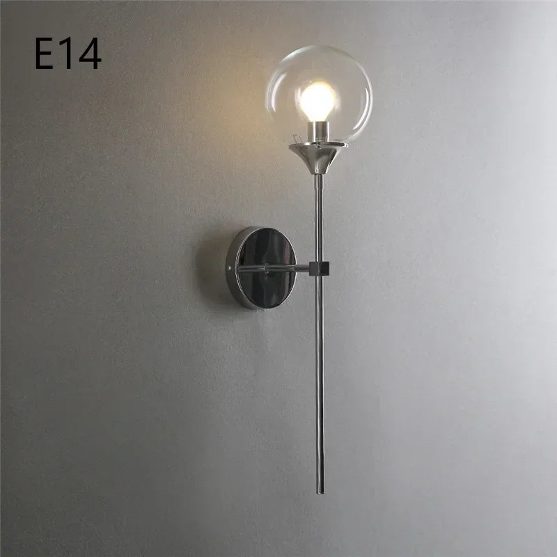 Modern Glass Ball Wall Lamps Nordic Creative Golden Chrome Lighting Fixtures E14/E27 Living Room Kitchen Decoration Wall Lights