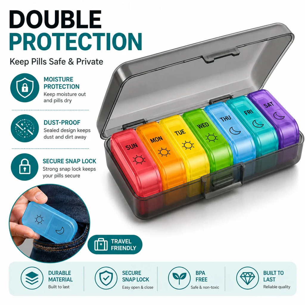 1 Set 7 Days Weekly Pill Case Pillbox  Medicine Tablet Box Portable Travel Drugs Storage Organizer Secret Compartments Pill Box