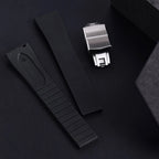 New CTS FKM Rubber Watch Strap 16mm 18mm 19mm 20mm 21mm 22mm FKM CTS Watchband Quick Release Butterfly Silver Buckle Cut-To-Size