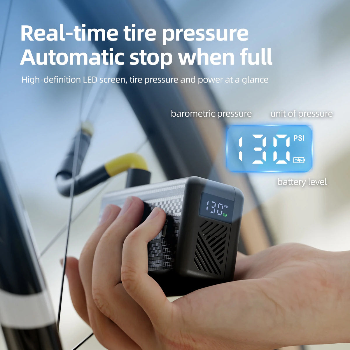 130 PSI CYCLAMI AM6 Portable Pocket Electric Inflator Pump Custom Tire Pressure Display 9 Bar Tire Inflator MTB Road Bike FV AV