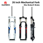 MAGICBROS 26-Inch Shock-Absorbing Front Fork for Mountain Bikes - Disc Brake & V-Brake Compatible Bicycle Front Suspension
