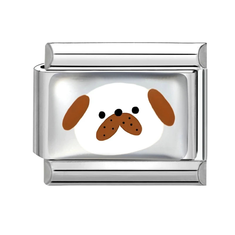 2025 Original Cute Cartoon Colorful Pet Dog Black Cats Italian Charm Links Fit 9mm Stainless Steel Bracelet Men Women DIY Making