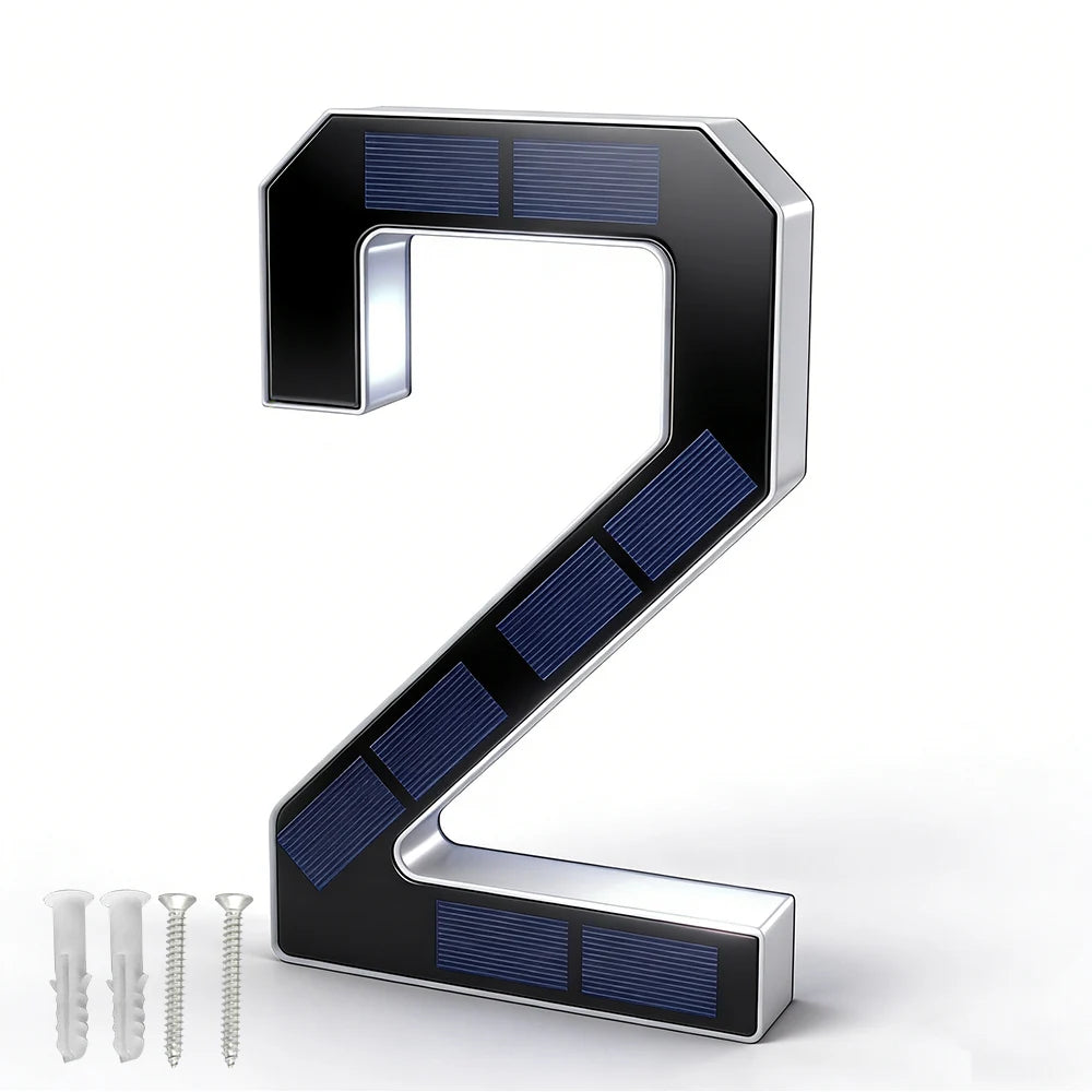 12CM Solar Lighted House Number Outside Light-up LED Address Number Waterproof House Number Light Address Sign Home Decor