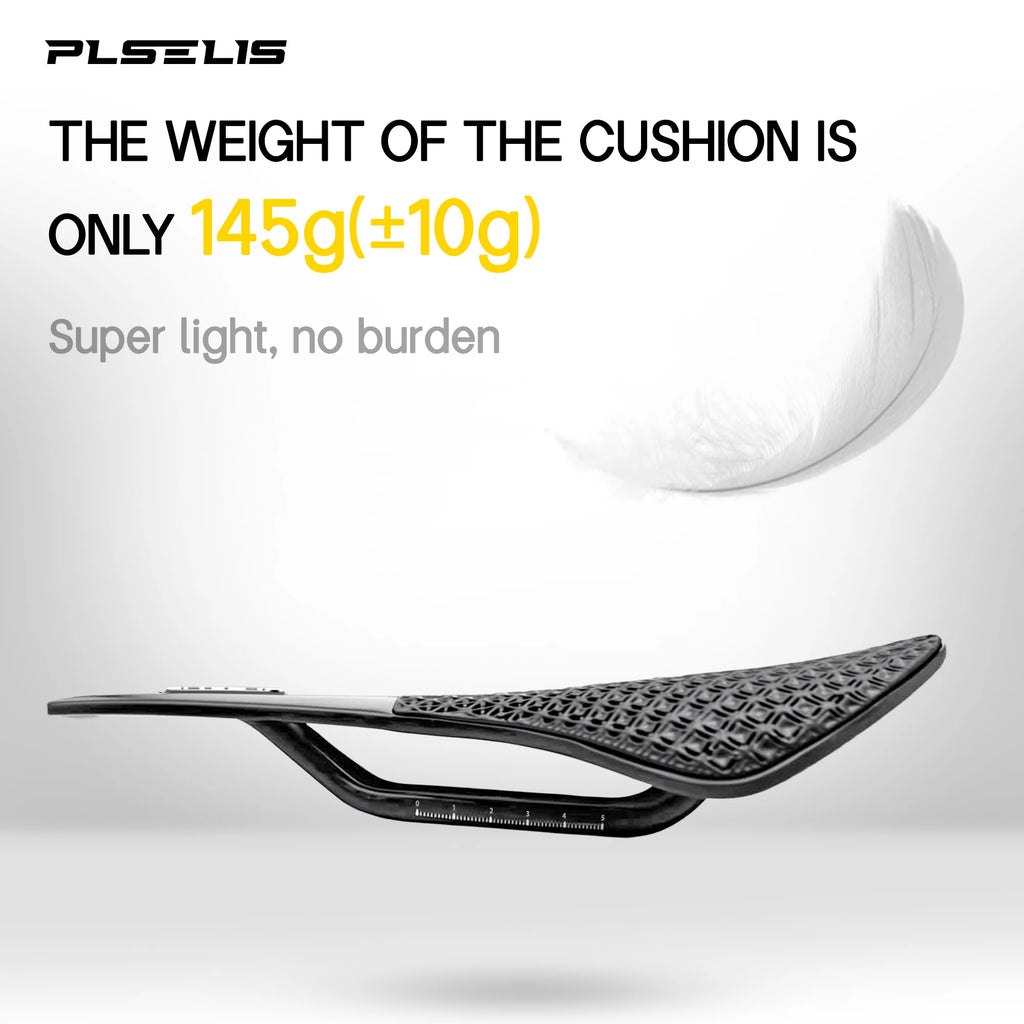 Plselis Road Bicycle Saddle High-Strength Carbon Fiber 3D Printed Counterweight Lightweight 130g Bike Cushion Riding Accessory