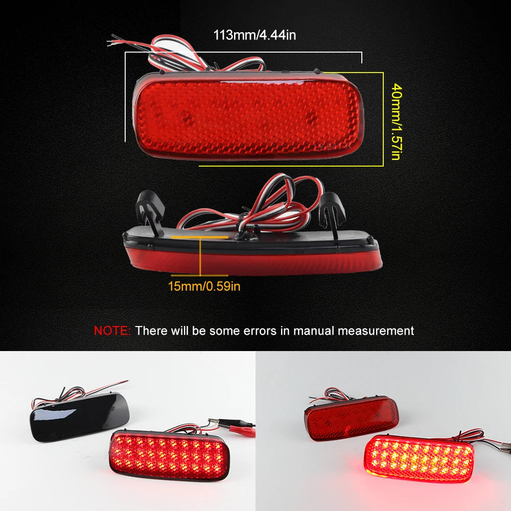 2X Red LED Rear Bumper Reflector Light 6340E6,6340E7 For Citroen C1 C5 For Peugeot 107 206 607 Expert For Fiat Scudo 2007-up