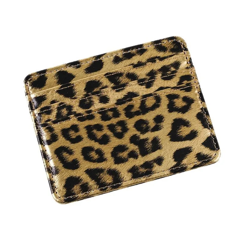 Classics Leopard Print PU Leather Card Wallet Fashoin Bus Id Business Coin Money Thin Card Holder for Men & Women