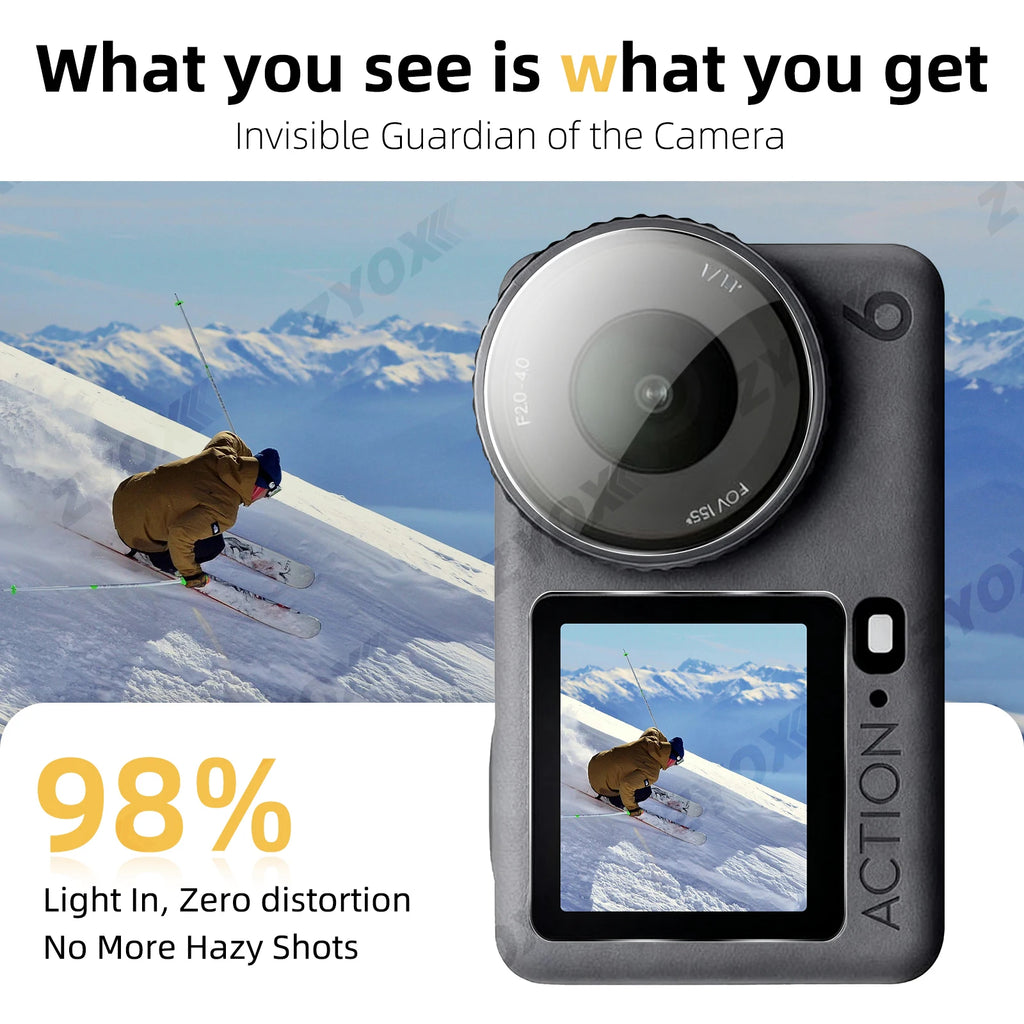 9H Glass for DJI Osmo Action 6 5 Pro, Screen & Lens Protector Clear Ultra-HD Tempered Glass Anti-scratch Film Accessories