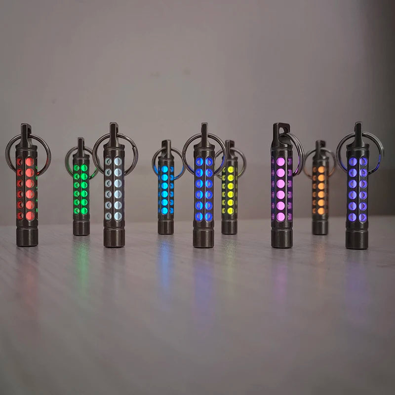 TItanium  Cage Luminous Night Signal Light Outdoor EDC Luminous 3.5*25mm Fluorescent Tube Self-illuminating Key Chain