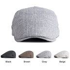 Vintage Beret Hat For Men Cabbie Visor Women Herringbone Peaked Cap Breathable Plaid Flat Cap Summer Duckbill Hat Adjustable