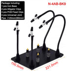 NEWACALOX PCB Fixture Clips Soldering Holder Third Hand Tool Magnetic Flexible Helping Hands with 3X LED Illuminated Magnifier