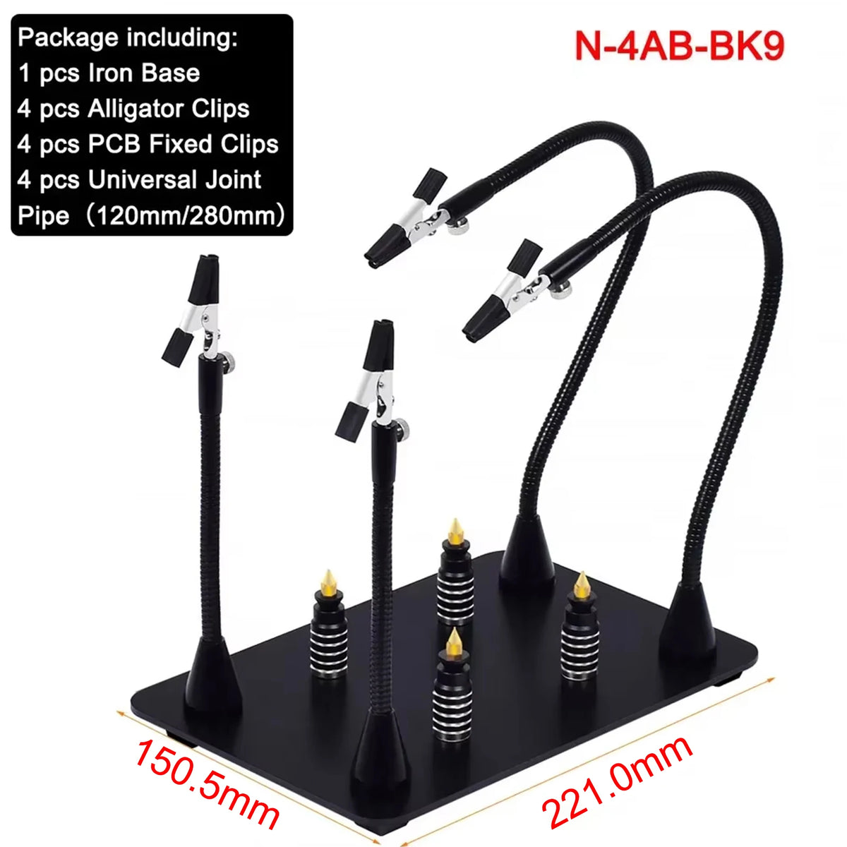 NEWACALOX PCB Fixture Clips Soldering Holder Third Hand Tool Magnetic Flexible Helping Hands with 3X LED Illuminated Magnifier