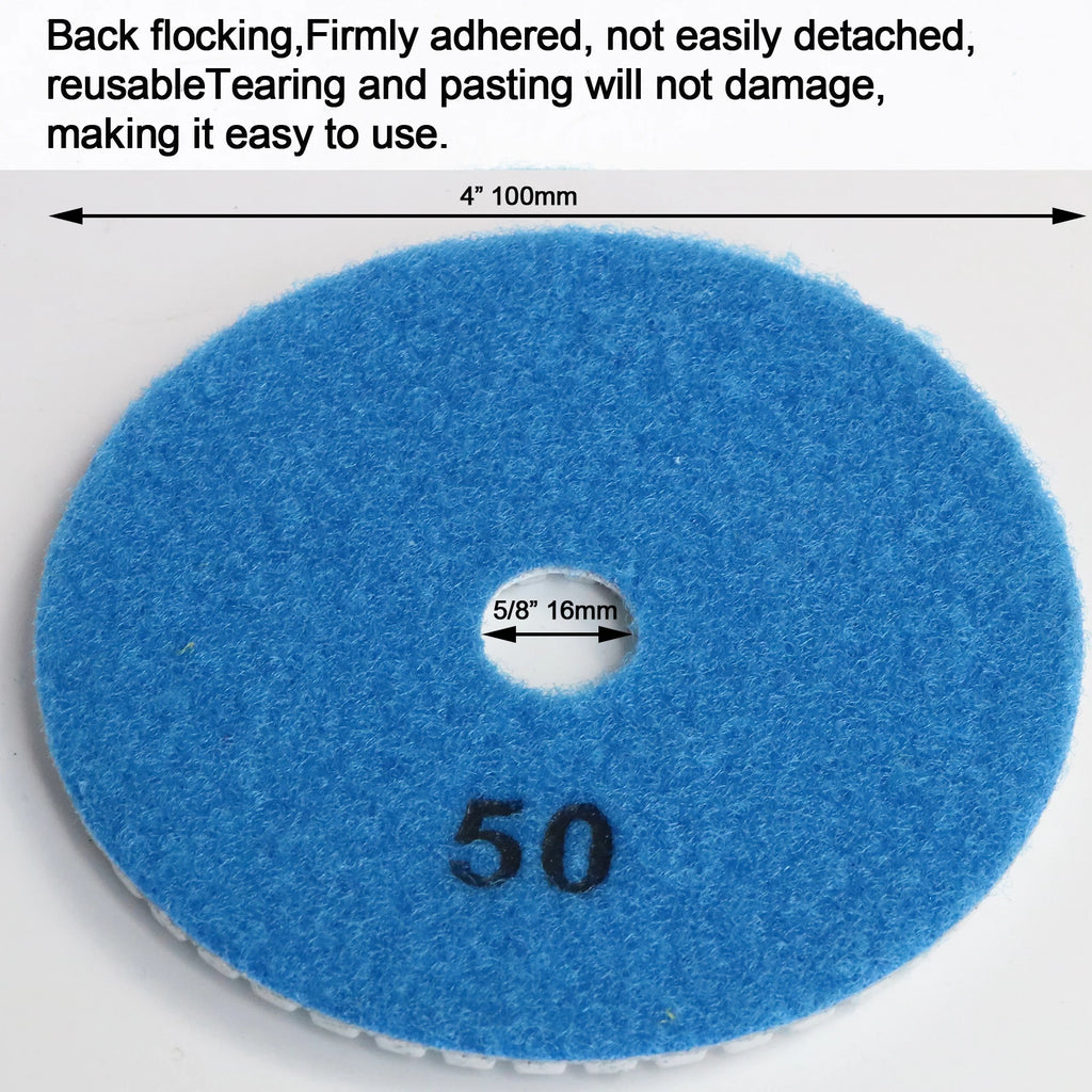9pcs 3" 4 inch 100mm Diamond Polishing Pads Kit Wet/Dry for Granite Stone Concrete Marble Polishing Use Grinding Discs Set