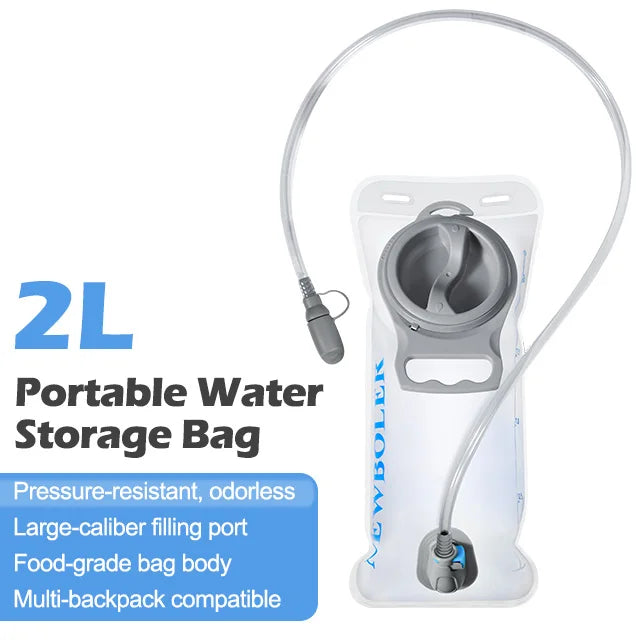 NEWBOLER Hydration Water Bladder Reservoir Bag, PEVA, 1.5L 2L 3L, Transparent/Grey