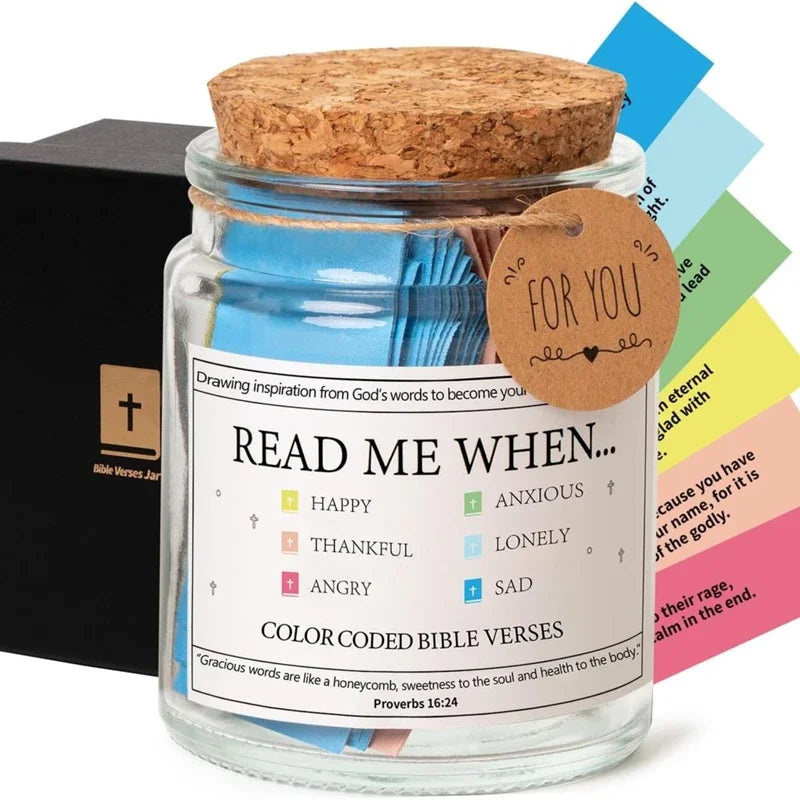 Bible Verse Jar in Glass Jar, Spanish/English Scripture Notes, 1pc, Optional Gift Box