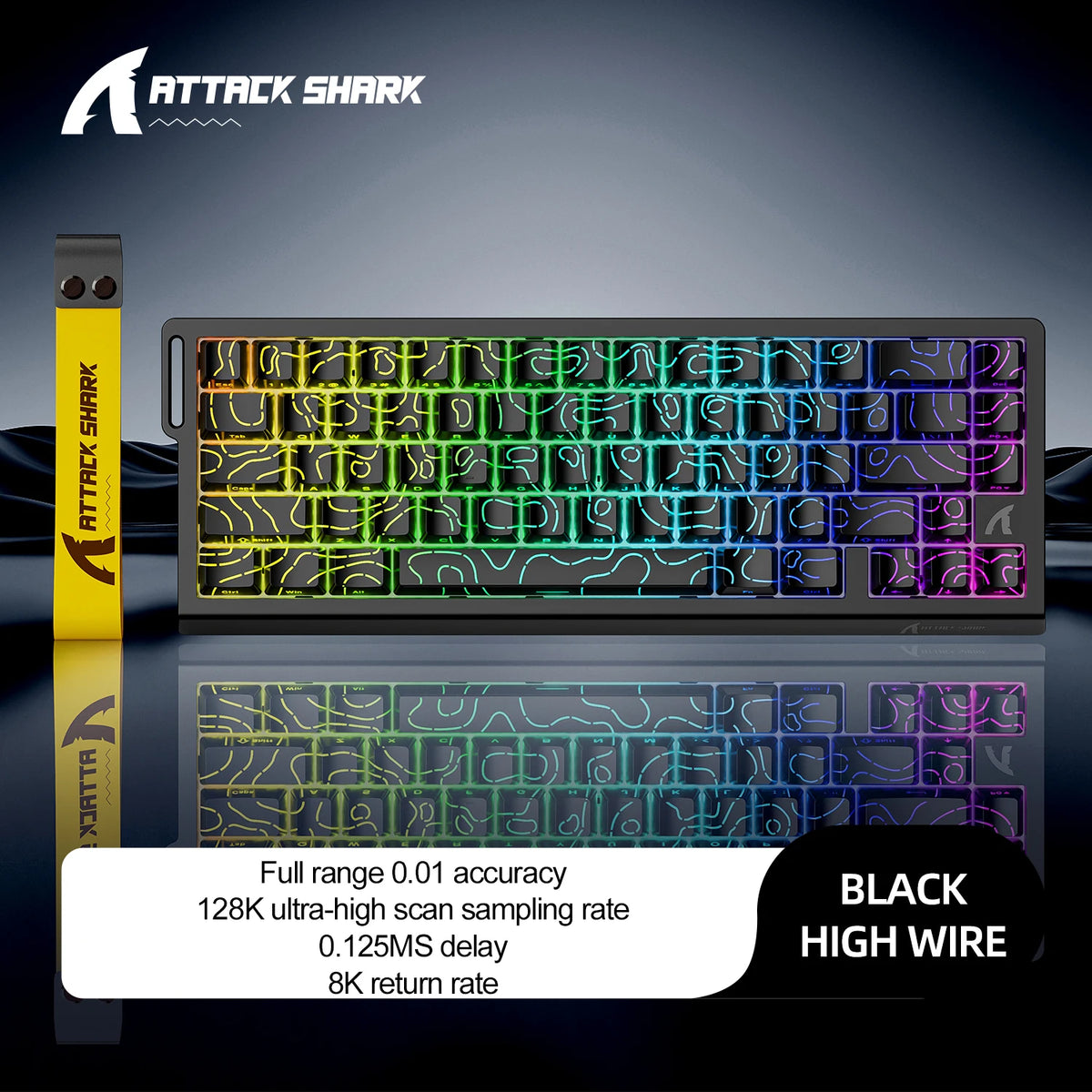 X68HE ATTACK SHARK Magnetic Gaming Keyboard Mechanical Wired for Pro Gaming 0.01mm Rapid Trigg 8000Hz SOCD/Rs 0.125ms 128K Rate