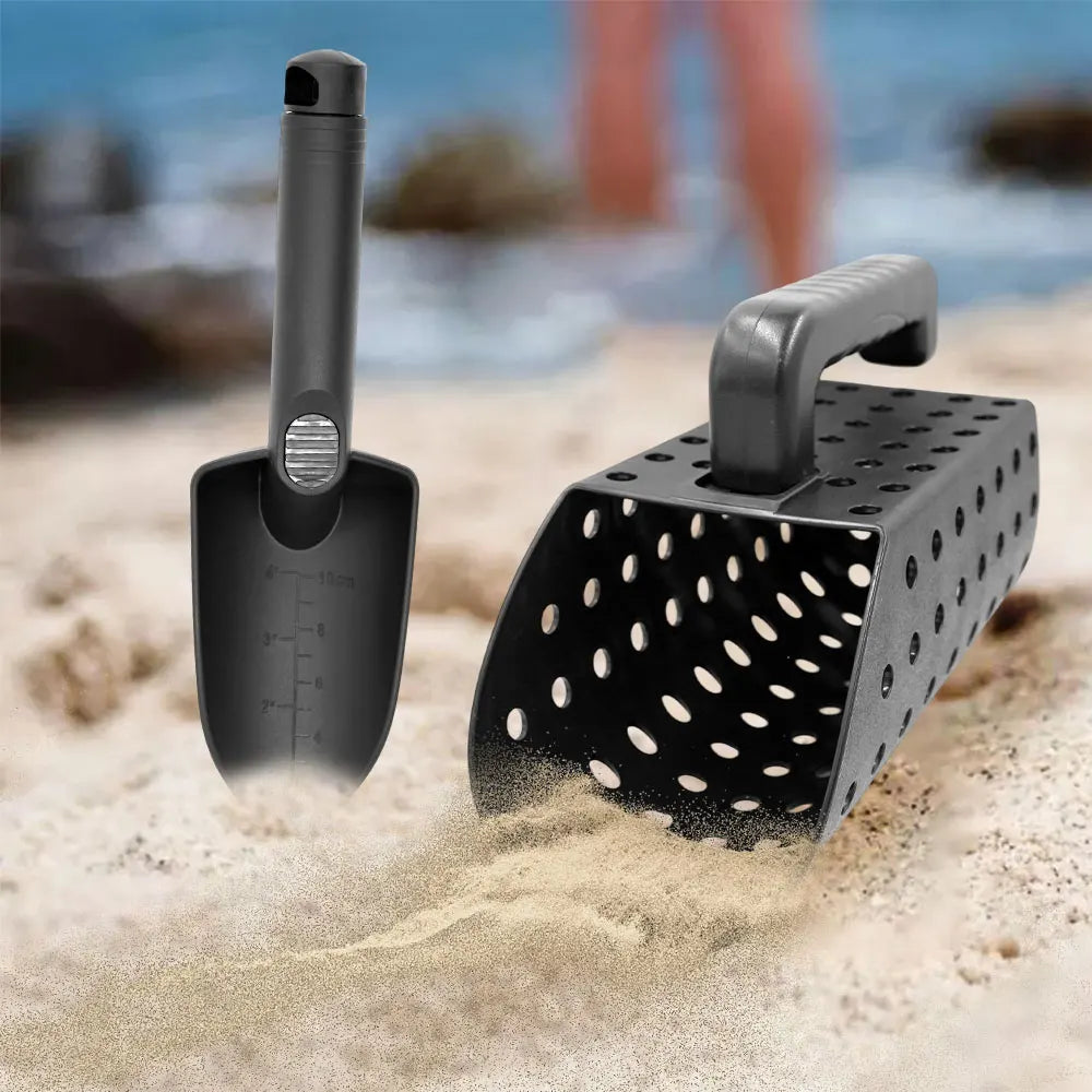 Metal Detecting Sand Scoop Shovel, ABS Plastic Rust Resistant Sifter, Black