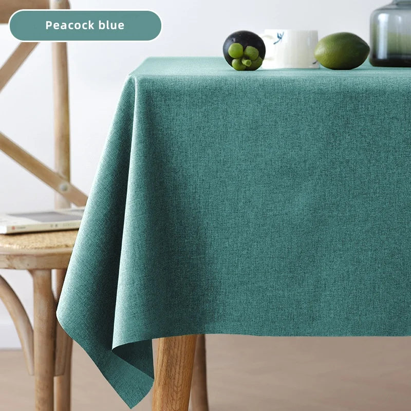 Rectangular Tablecloth Cotton And Linen Tablecloth Waterproof Oil-Proof Solid Color Cover Towel Home Dining Table Decoration