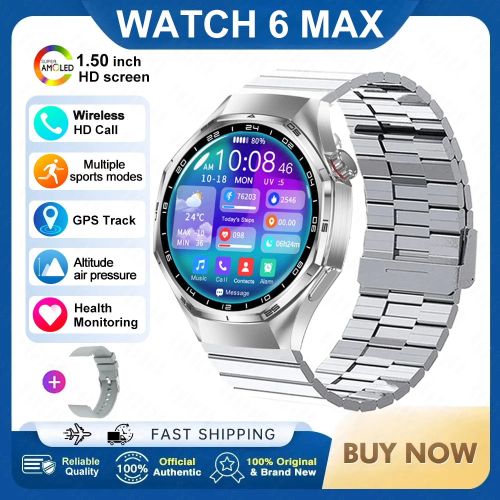 2026 New Watch 6 Max Smart Watch Men GPS Altitude Air Pressure Heart Rate Health Monitoring Bluetooth Call Business Smartwatch