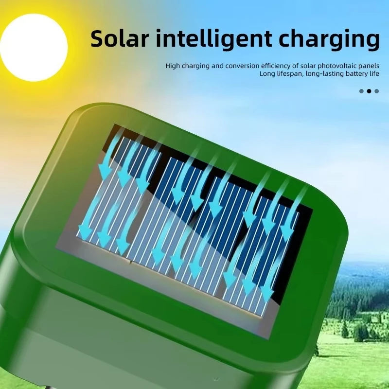 Solar Powered Ultrasonic Animal Repellent Outdoor Waterproof Pest Deterrent, 2pcs (Round/Square/Triangle)