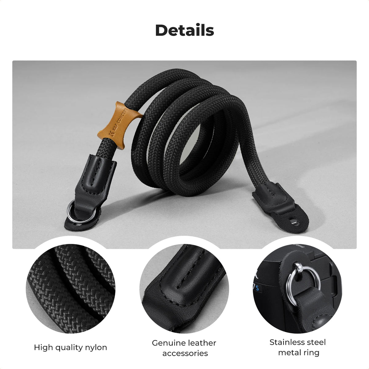 K&F CONCEPT Camera Neck Strap 100cm Nylon Round Neck Shoulder Camera Sling Strap For Canon Sony DSLR SLR Mirrorless Camera Rope